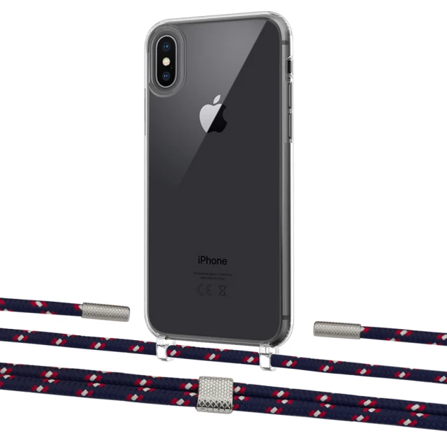 Чехол Upex Crossbody Protection Case для iPhone XS | X Crystal with Twine Blue Marine and Fausset Silver (UP83135)