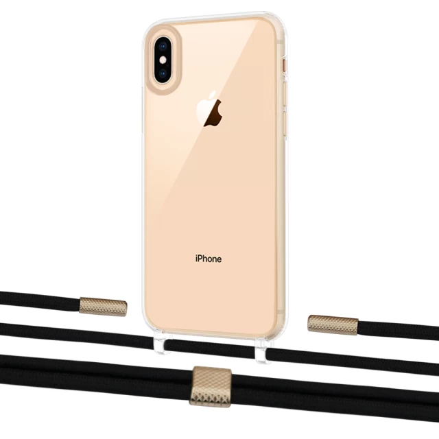 Чехол Upex Crossbody Protection Case для iPhone XS | X Crystal with Twine Black  and Fausset Gold (UP83137)