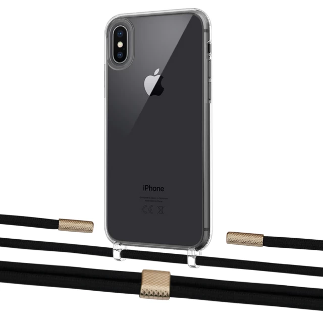 Чохол Upex Crossbody Protection Case для iPhone XS | X Crystal with Twine Black  and Fausset Gold (UP83137)