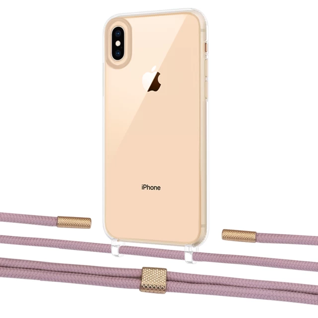 Чохол Upex Crossbody Protection Case для iPhone XS | X Crystal with Twine Rose Gold and Fausset Gold (UP83139)