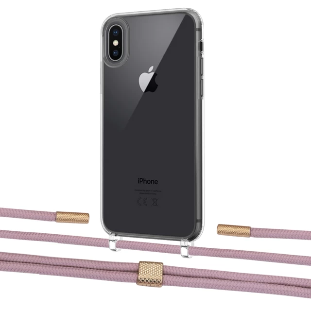 Чехол Upex Crossbody Protection Case для iPhone XS | X Crystal with Twine Rose Gold and Fausset Gold (UP83139)