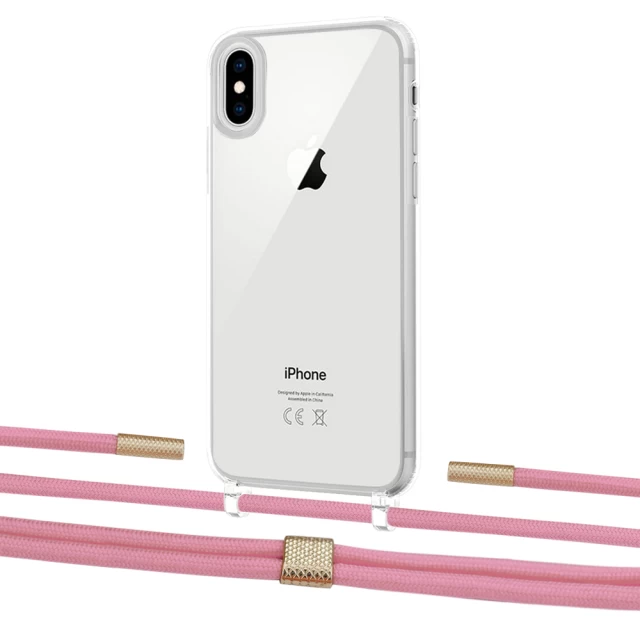 Чохол Upex Crossbody Protection Case для iPhone XS | X Crystal with Twine Coral and Fausset Gold (UP83140)
