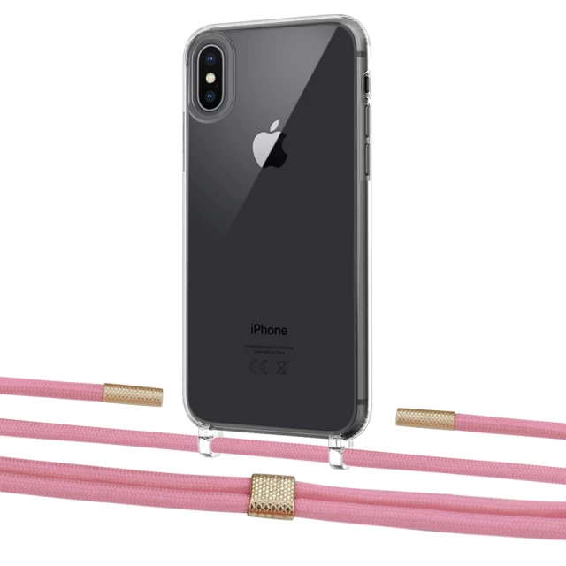 Чехол Upex Crossbody Protection Case для iPhone XS Max Crystal with Twine Coral and Fausset Gold (UP83242)