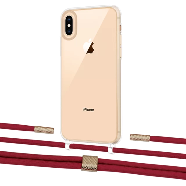 Чехол Upex Crossbody Protection Case для iPhone XS | X Crystal with Twine Red and Fausset Gold (UP83141)