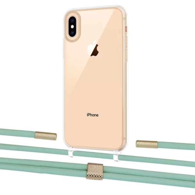Чехол Upex Crossbody Protection Case для iPhone XS Max Crystal with Twine Pistachio and Fausset Gold (UP83246)