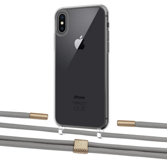 Чохол Upex Crossbody Protection Case для iPhone XS Max Crystal with Twine Gray and Fausset Gold (UP83247)