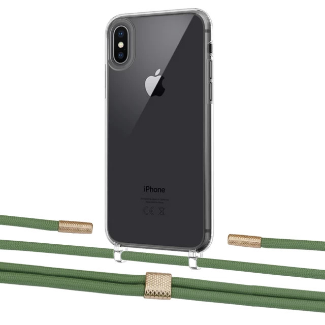 Чехол Upex Crossbody Protection Case для iPhone XS | X Crystal with Twine Mint and Fausset Gold (UP83146)