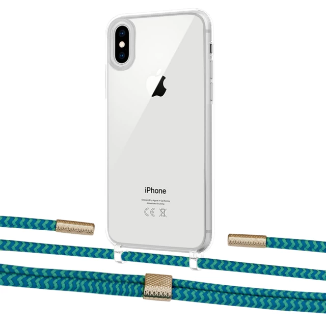 Чохол Upex Crossbody Protection Case для iPhone XS Max Crystal with Twine Cyan and Fausset Gold (UP83250)