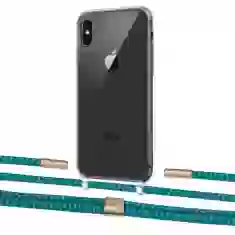 Чохол Upex Crossbody Protection Case для iPhone XS | X Crystal with Twine Cyan and Fausset Gold (UP83148)