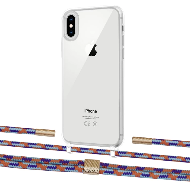 Чохол Upex Crossbody Protection Case для iPhone XS Max Crystal with Twine Blue Sunset and Fausset Gold (UP83252)
