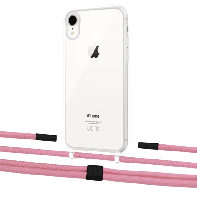 Чохол Upex Crossbody Protection Case для iPhone XR Crystal with Twine Coral and Fausset Matte Black (UP83157)