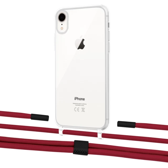 Чехол Upex Crossbody Protection Case для iPhone XR Crystal with Twine Red and Fausset Matte Black (UP83158)