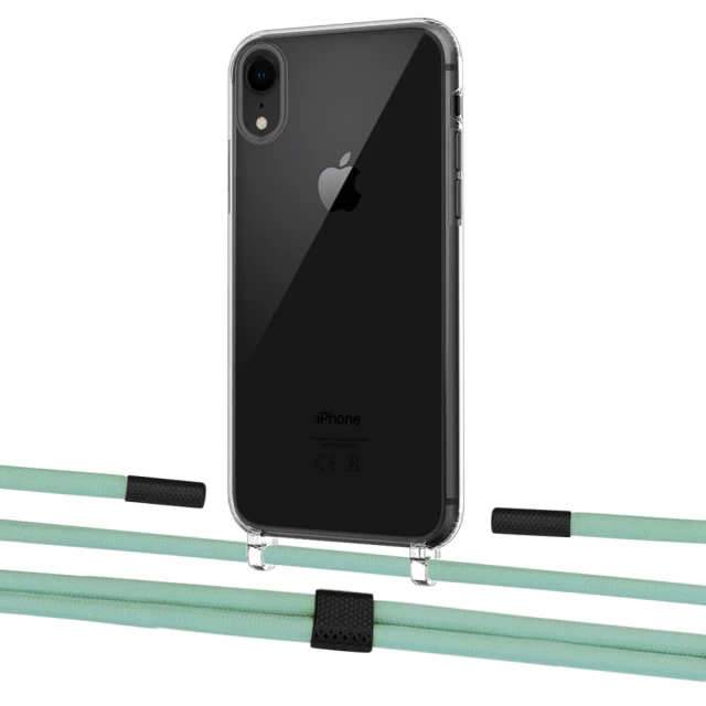 Чохол Upex Crossbody Protection Case для iPhone XR Crystal with Twine Pistachio and Fausset Matte Black (UP83161)