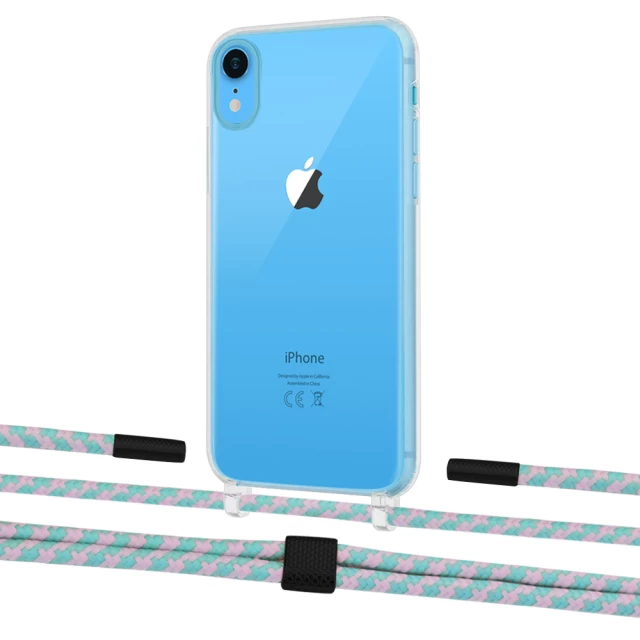 Чехол Upex Crossbody Protection Case для iPhone XR Crystal with Twine Turquoise and Fausset Matte Black (UP83168)