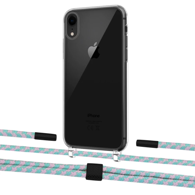 Чехол Upex Crossbody Protection Case для iPhone XR Crystal with Twine Turquoise and Fausset Matte Black (UP83168)
