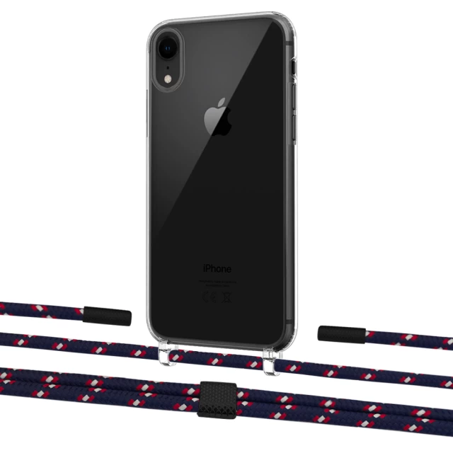 Чехол Upex Crossbody Protection Case для iPhone XR Crystal with Twine Blue Marine and Fausset Matte Black (UP83169)