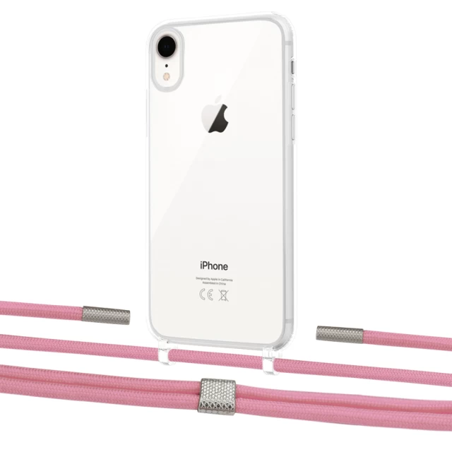 Чехол Upex Crossbody Protection Case для iPhone XR Crystal with Twine Coral and Fausset Silver (UP83174)