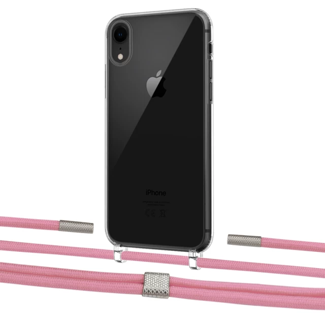 Чехол Upex Crossbody Protection Case для iPhone XR Crystal with Twine Coral and Fausset Silver (UP83174)