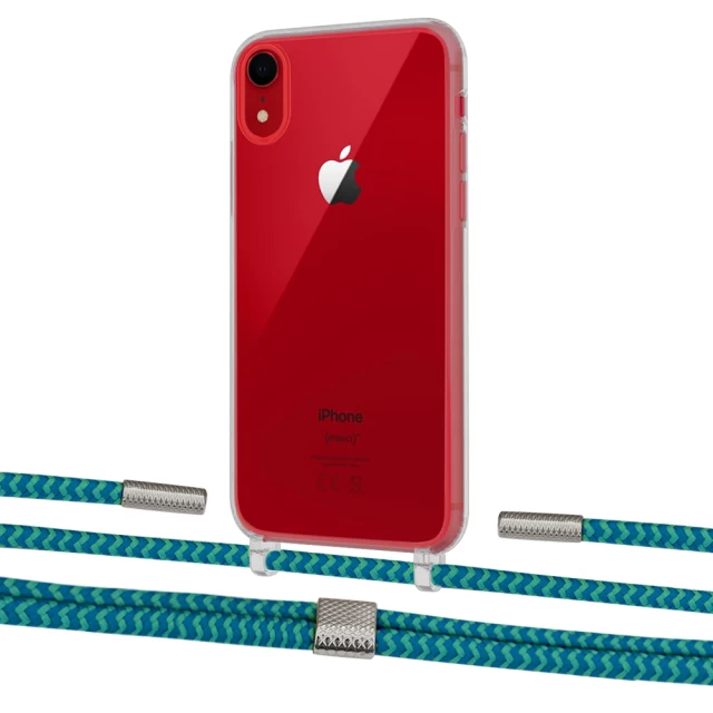 Чехол Upex Crossbody Protection Case для iPhone XR Crystal with Twine Cyan and Fausset Silver (UP83182)