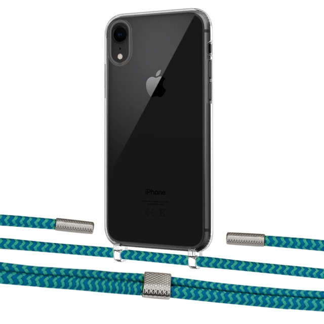 Чехол Upex Crossbody Protection Case для iPhone XR Crystal with Twine Cyan and Fausset Silver (UP83182)
