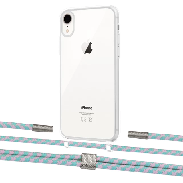 Чехол Upex Crossbody Protection Case для iPhone XR Crystal with Twine Turquoise and Fausset Silver (UP83185)