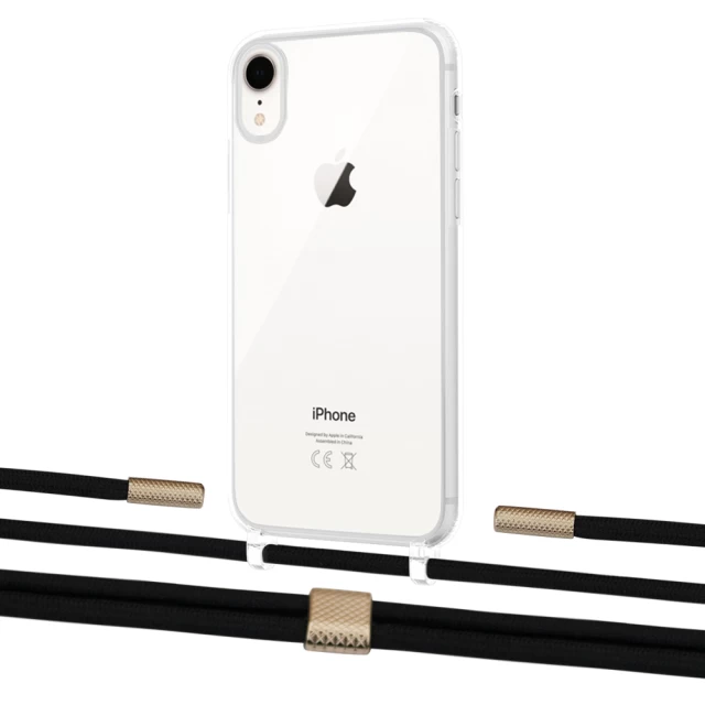 Чехол Upex Crossbody Protection Case для iPhone XR Crystal with Twine Black  and Fausset Gold (UP83188)