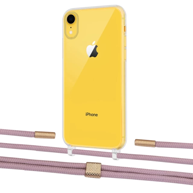 Чохол Upex Crossbody Protection Case для iPhone XR Crystal with Twine Rose Gold and Fausset Gold (UP83190)
