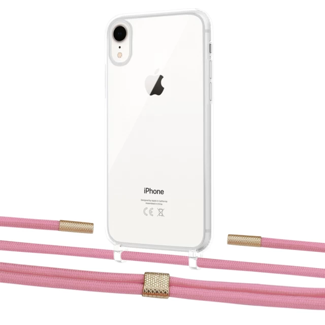 Чохол Upex Crossbody Protection Case для iPhone XR Crystal with Twine Coral and Fausset Gold (UP83191)