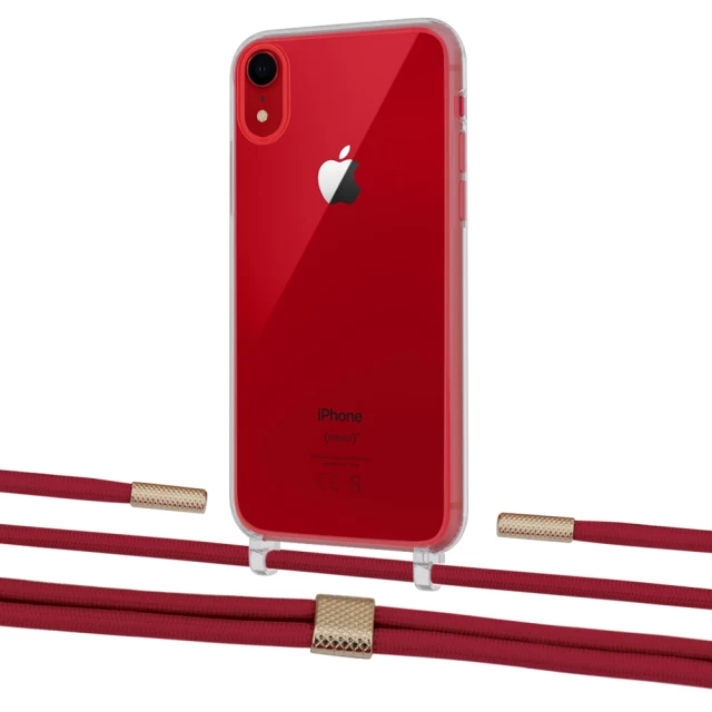 Чохол Upex Crossbody Protection Case для iPhone XR Crystal with Twine Red and Fausset Gold (UP83192)