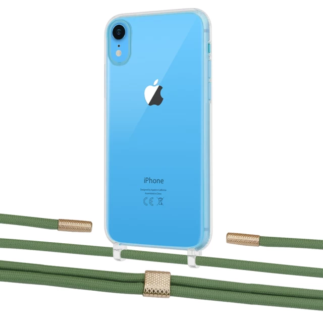 Чехол Upex Crossbody Protection Case для iPhone XR Crystal with Twine Mint and Fausset Gold (UP83197)