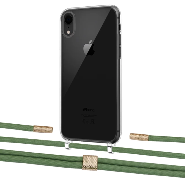 Чехол Upex Crossbody Protection Case для iPhone XR Crystal with Twine Mint and Fausset Gold (UP83197)