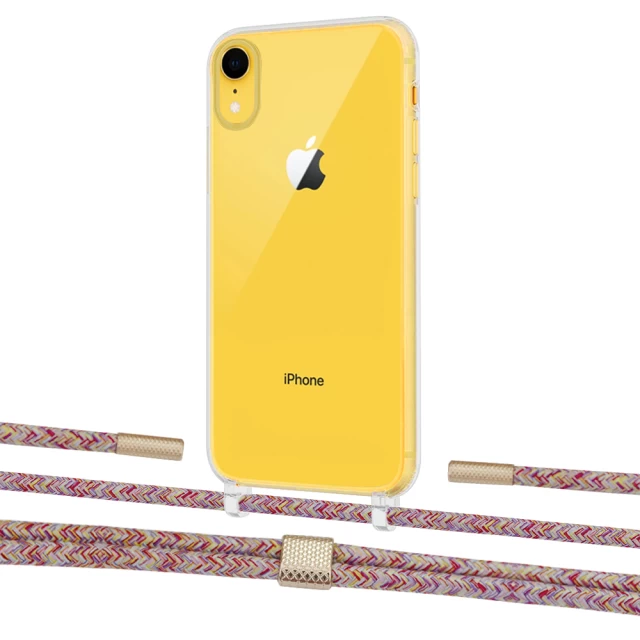 Чохол Upex Crossbody Protection Case для iPhone XR Crystal with Twine Mulberry and Fausset Gold (UP83198)