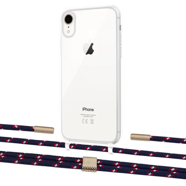Чехол Upex Crossbody Protection Case для iPhone XR Crystal with Twine Blue Marine and Fausset Gold (UP83203)