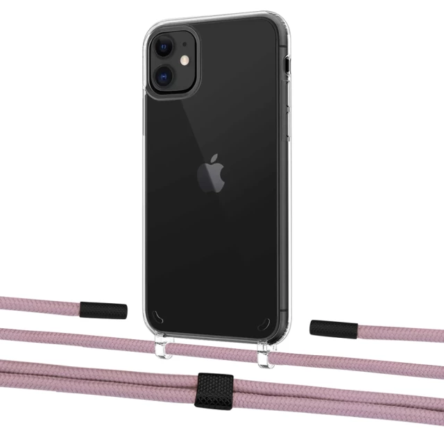 Чехол Upex Crossbody Protection Case для iPhone 11 Crystal with Twine Rose Gold and Fausset Matte Black (UP83258)
