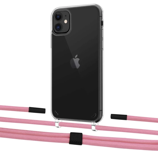 Чехол Upex Crossbody Protection Case для iPhone 11 Crystal with Twine Coral and Fausset Matte Black (UP83259)