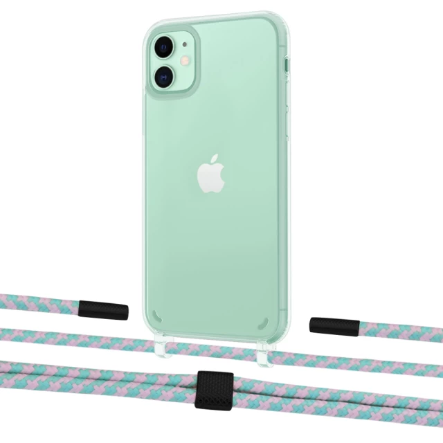 Чохол Upex Crossbody Protection Case для iPhone 11 Crystal with Twine Turquoise and Fausset Matte Black (UP83270)