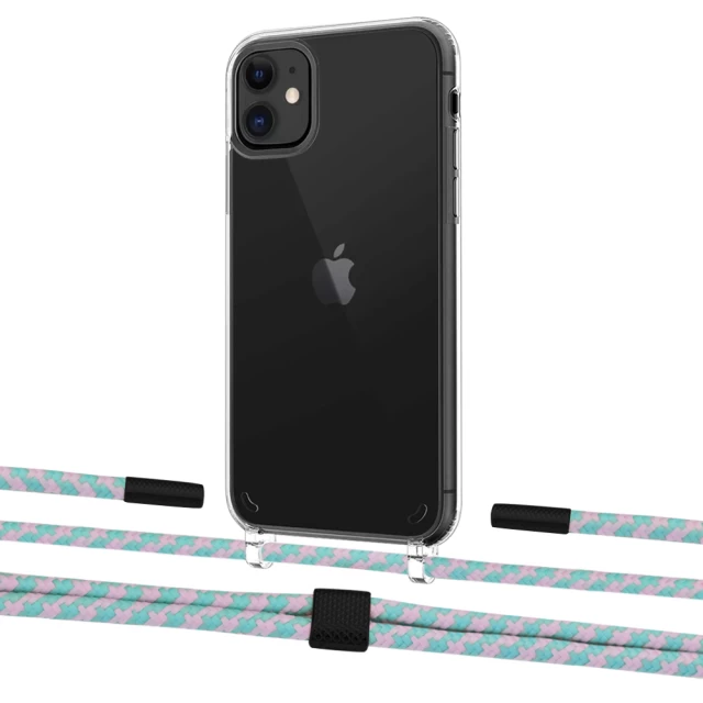 Чохол Upex Crossbody Protection Case для iPhone 11 Crystal with Twine Turquoise and Fausset Matte Black (UP83270)
