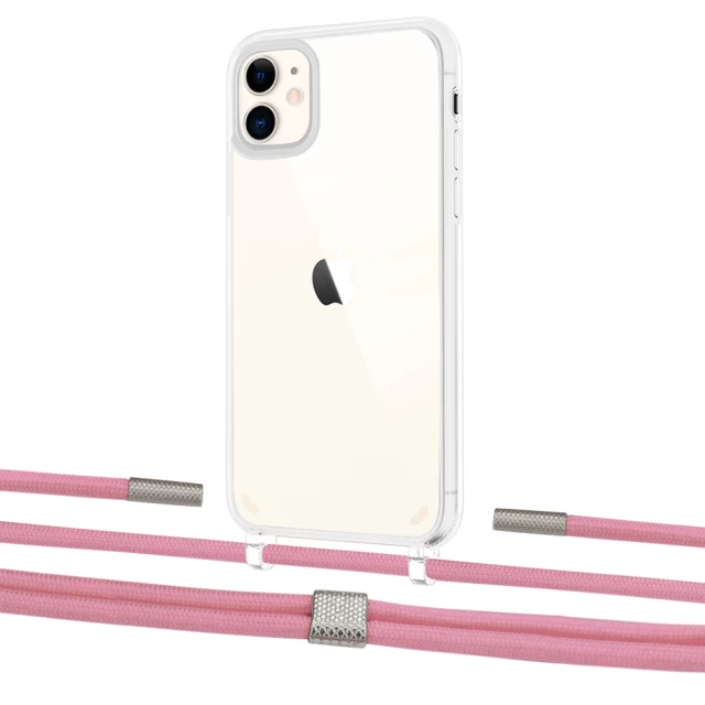 Чехол Upex Crossbody Protection Case для iPhone 11 Crystal with Twine Coral and Fausset Silver (UP83276)