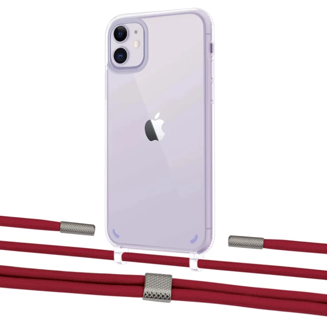 Чехол Upex Crossbody Protection Case для iPhone 11 Crystal with Twine Red and Fausset Silver (UP83277)