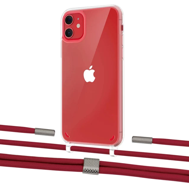 Чехол Upex Crossbody Protection Case для iPhone 11 Crystal with Twine Red and Fausset Silver (UP83277)