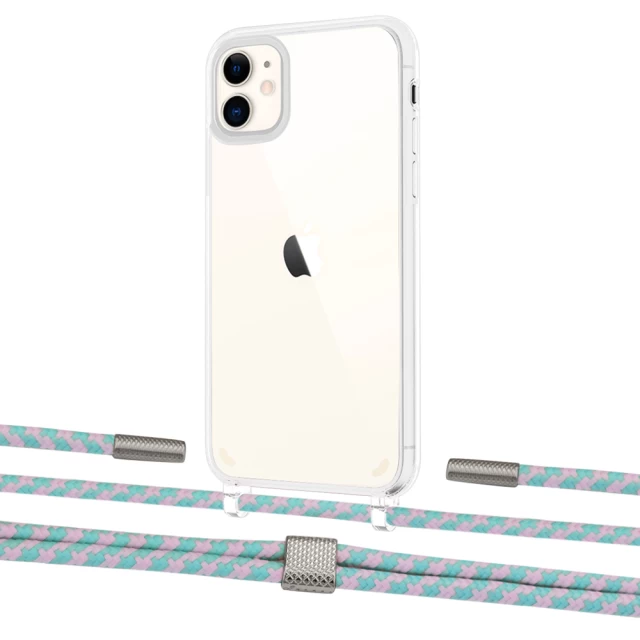 Чехол Upex Crossbody Protection Case для iPhone 11 Crystal with Twine Turquoise and Fausset Silver (UP83287)