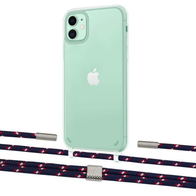 Чехол Upex Crossbody Protection Case для iPhone 11 Crystal with Twine Blue Marine and Fausset Silver (UP83288)