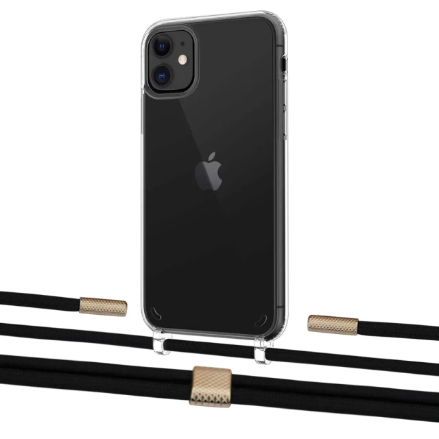 Чехол Upex Crossbody Protection Case для iPhone 11 Crystal with Twine Black  and Fausset Gold (UP83290)