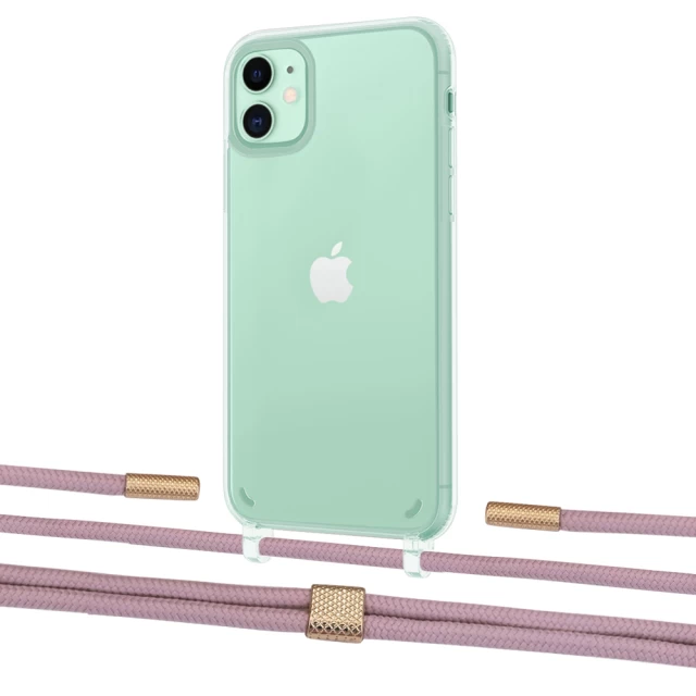 Чохол Upex Crossbody Protection Case для iPhone 11 Crystal with Twine Rose Gold and Fausset Gold (UP83292)