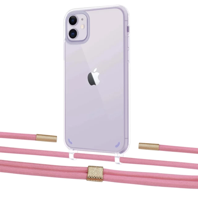 Чехол Upex Crossbody Protection Case для iPhone 11 Crystal with Twine Coral and Fausset Gold (UP83293)