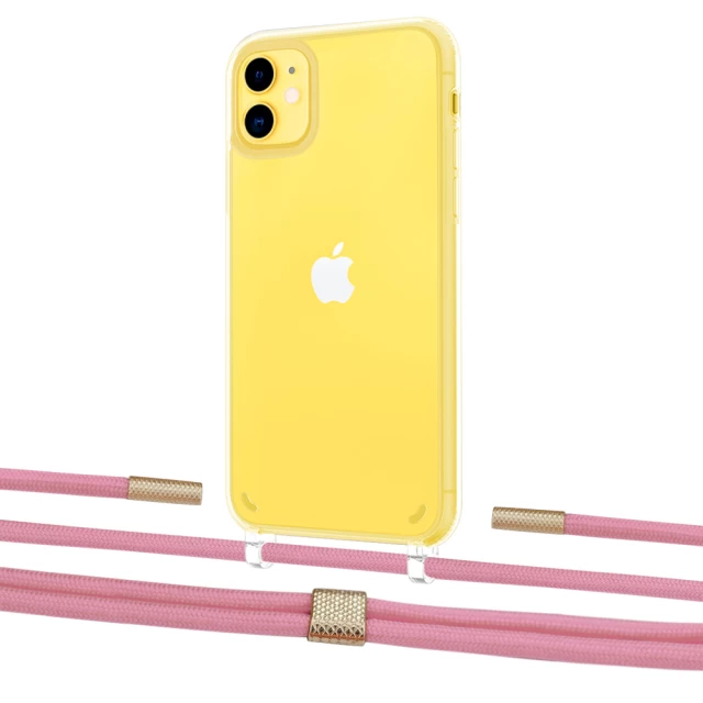Чохол Upex Crossbody Protection Case для iPhone 11 Crystal with Twine Coral and Fausset Gold (UP83293)