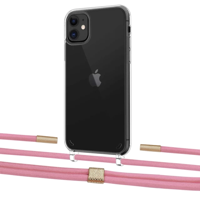 Чохол Upex Crossbody Protection Case для iPhone 11 Crystal with Twine Coral and Fausset Gold (UP83293)