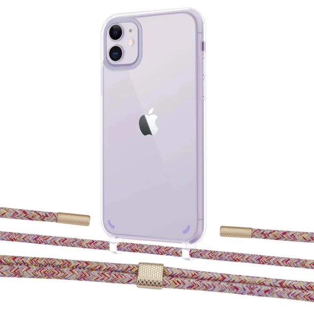 Чохол Upex Crossbody Protection Case для iPhone 11 Crystal with Twine Mulberry and Fausset Gold (UP83300)
