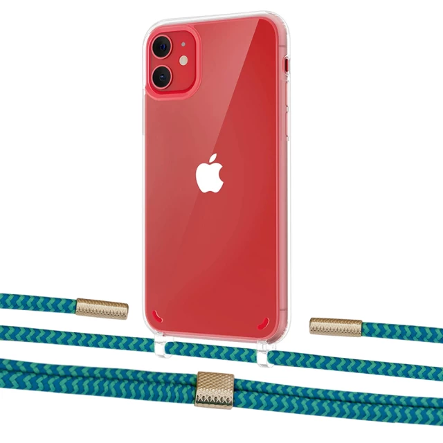 Чохол Upex Crossbody Protection Case для iPhone 11 Crystal with Twine Cyan and Fausset Gold (UP83301)