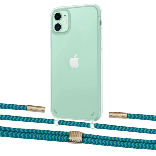 Чехол Upex Crossbody Protection Case для iPhone 11 Crystal with Twine Cyan and Fausset Gold (UP83301)